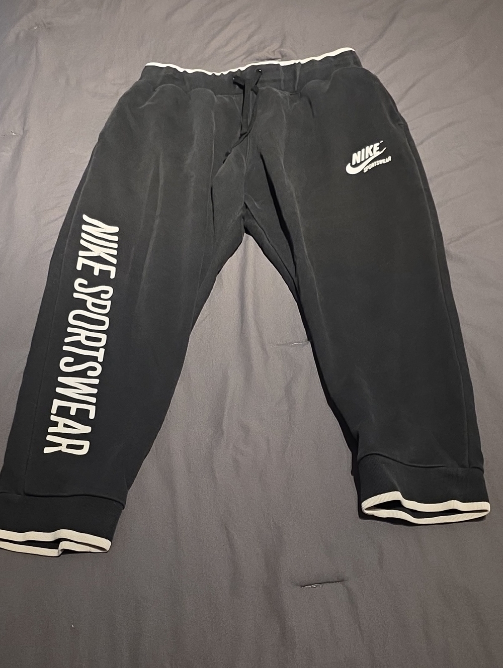 Nike Black Capri Sweatpants with White Sportswear Logo